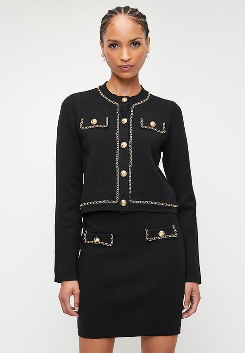 SISSY BOY - AMIDALA: Knit Cardigan With Woven Chain Details - Black
