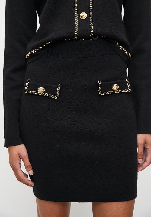 SISSY BOY - AMIDALA: Knit Skirt With Woven Chain Details - Black