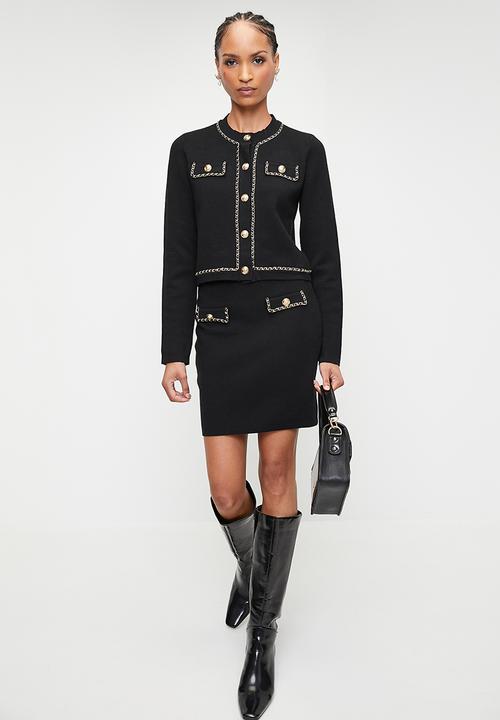 SISSY BOY - AMIDALA: Knit Skirt With Woven Chain Details - Black