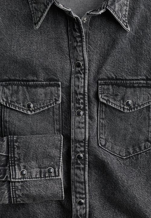 H&M - Denim shirt - dark denim grey