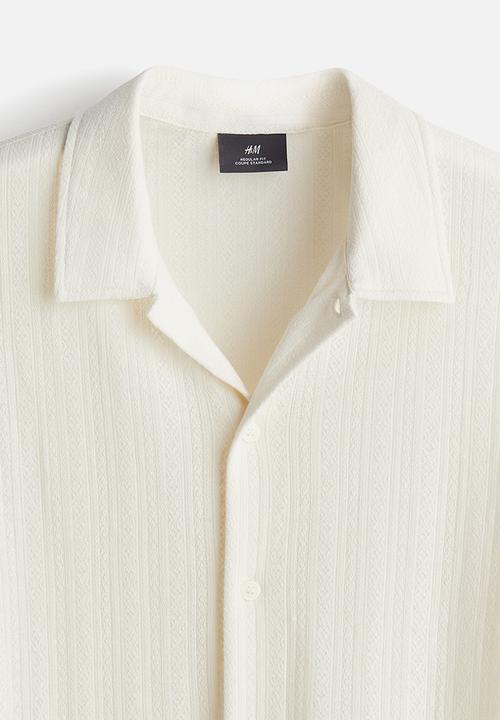H&M - Regular fit textured-knit shirt - cream