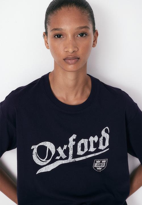 H&M - Oversized printed t-shirt - navy blue/oxford university