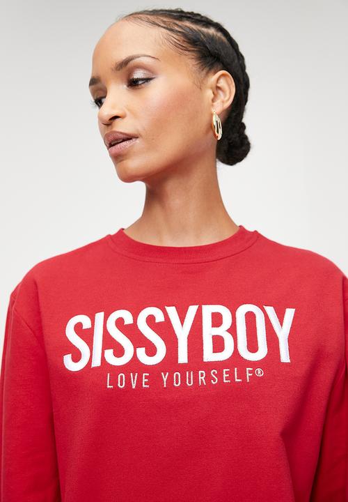 SISSY BOY - RUBY: Lurex Embroidered Blouson Sweat Top  - Red