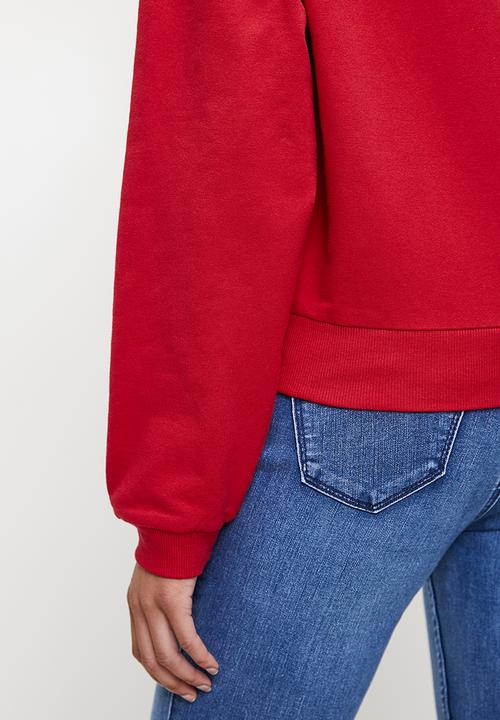 SISSY BOY - RUBY: Lurex Embroidered Blouson Sweat Top  - Red