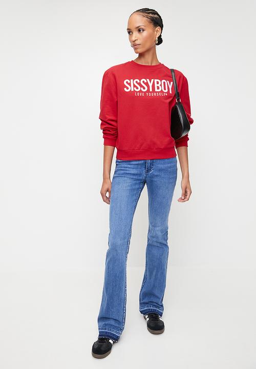 SISSY BOY - RUBY: Lurex Embroidered Blouson Sweat Top  - Red