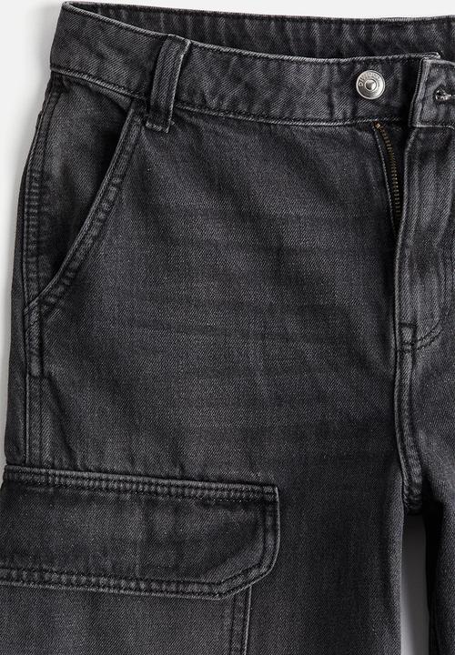 H&M - Denim cargo trousers - black
