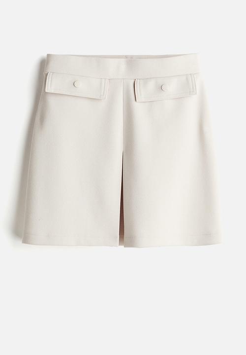 H&M - Pleat-detail skirt - cream 
