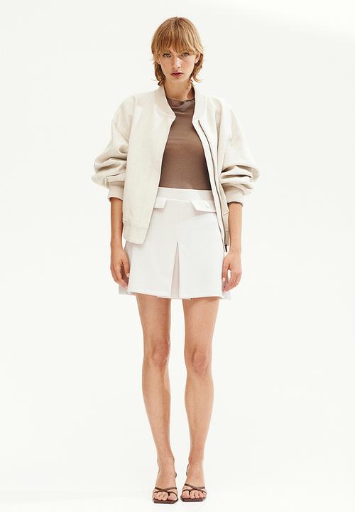 H&M - Pleat-detail skirt - cream 