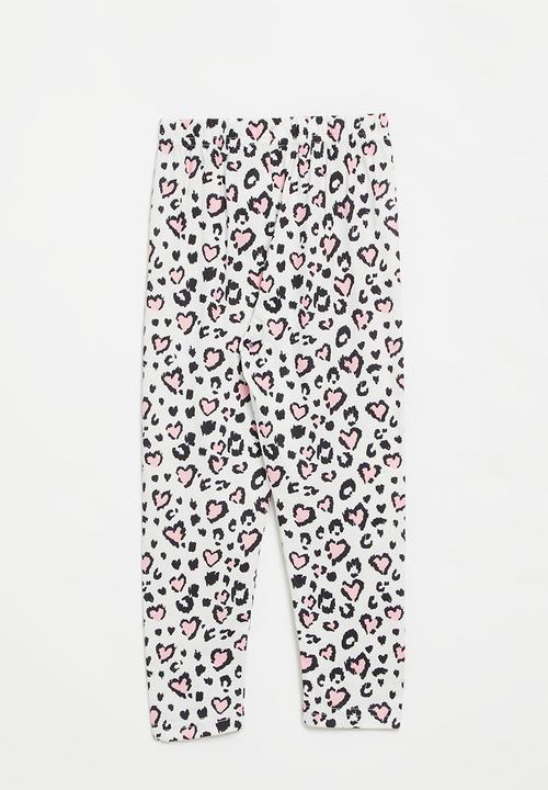 Pop Candy - Heart print leggings - pink & white