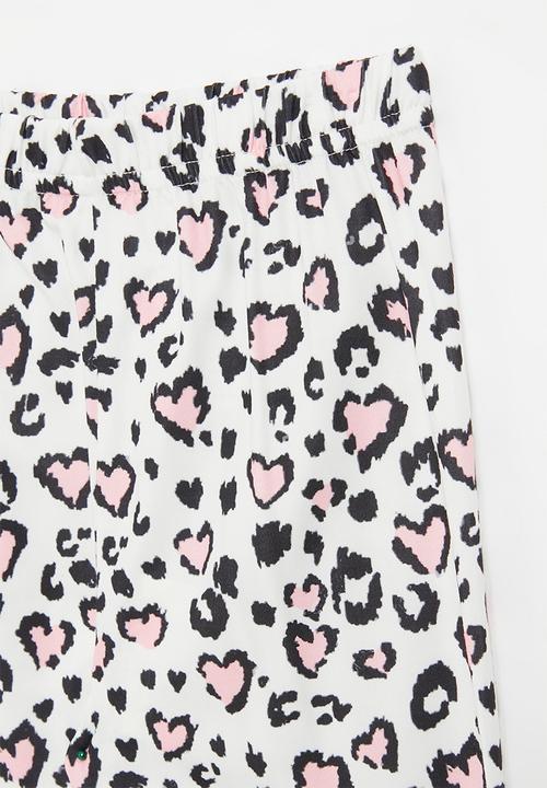 Pop Candy - Heart print leggings - pink & white