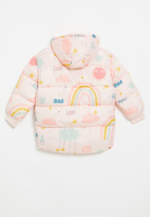 Pop Candy - Printed hooded puffer jacket - pink