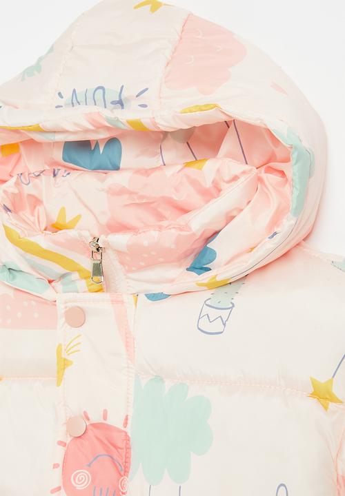 Pop Candy - Printed hooded puffer jacket - pink
