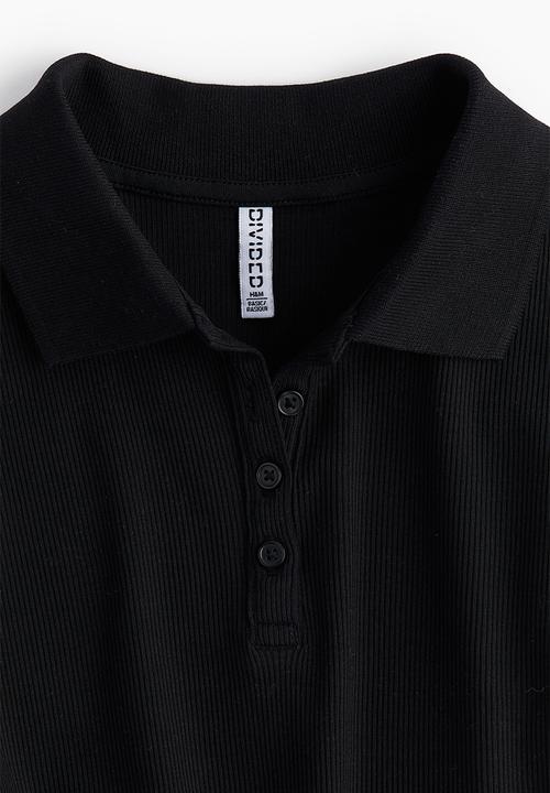 H&M - Ribbed polo shirt - black