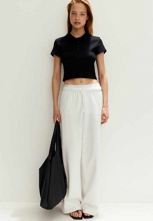 H&M - Ribbed polo shirt - black