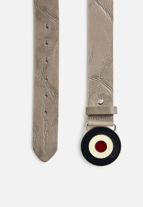 Ben Sherman - Distressed Leather Target Buckle  - Sustained Grey