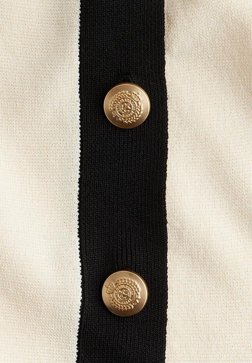 H&M - Short-sleeved cardigan - cream & black