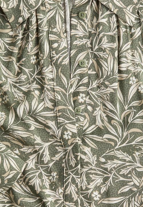 H&M - Midi shirt dress -  khaki green/patterned