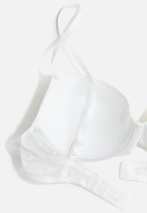 H&M - Mesh demi push-up bra - white