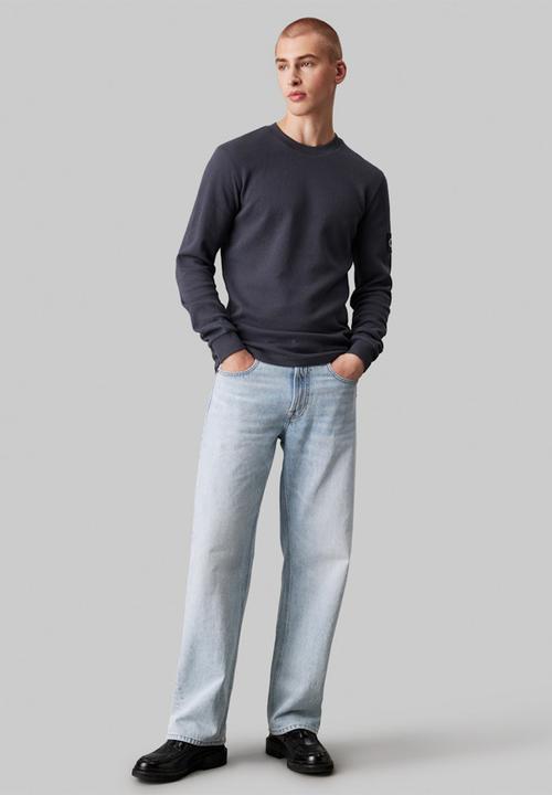 Calvin Klein - Badge Waffle Long sleeve Tee - Ebony