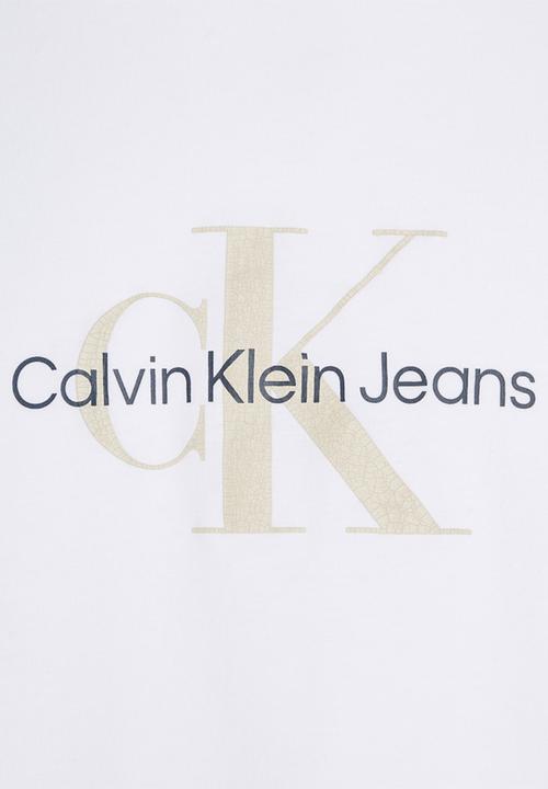 Calvin Klein - Distressed Monologo Tee - Bright White