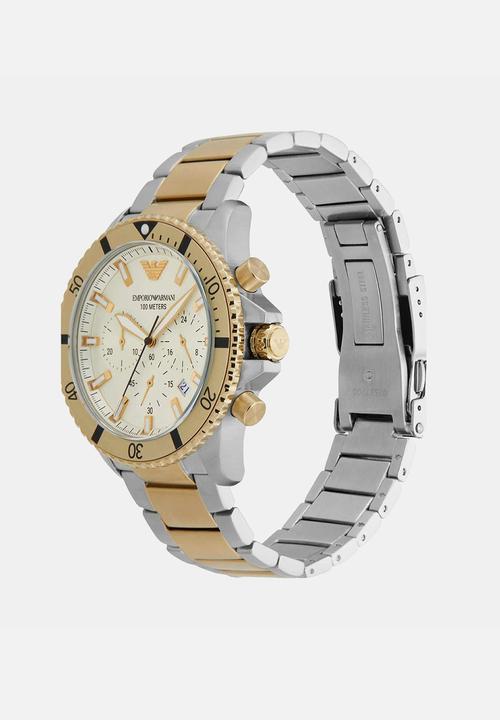 Armani - Emporio armani men's diver chronograph stainless steel watch - silver