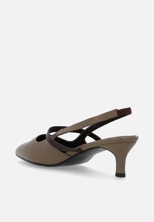 POLO - Leather kitten strap heel - taupe