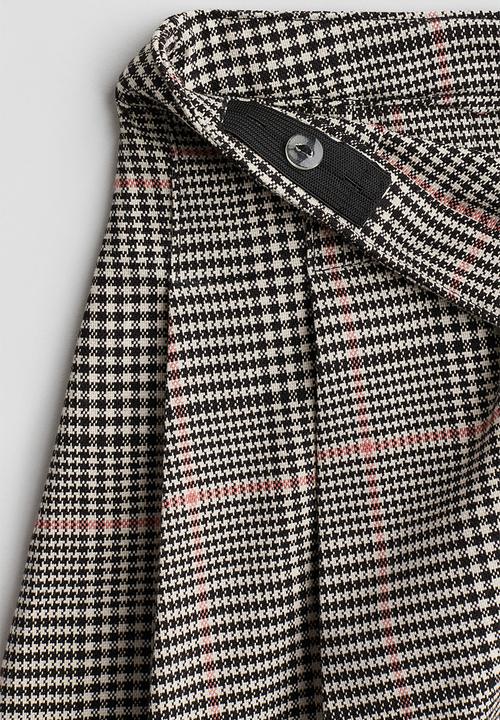 H&M - Pleated skirt - beige checked