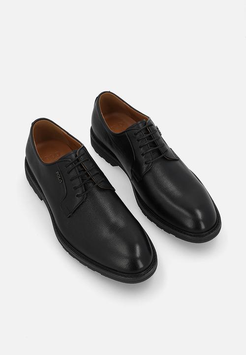 POLO - Textured gibson lace up - black