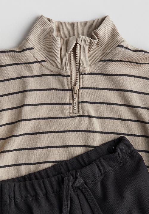 H&M - 2 piece cotton set - beige striped