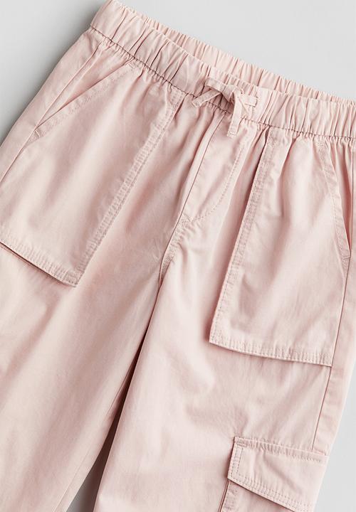 H&M - Cotton cargo joggers - light pink 