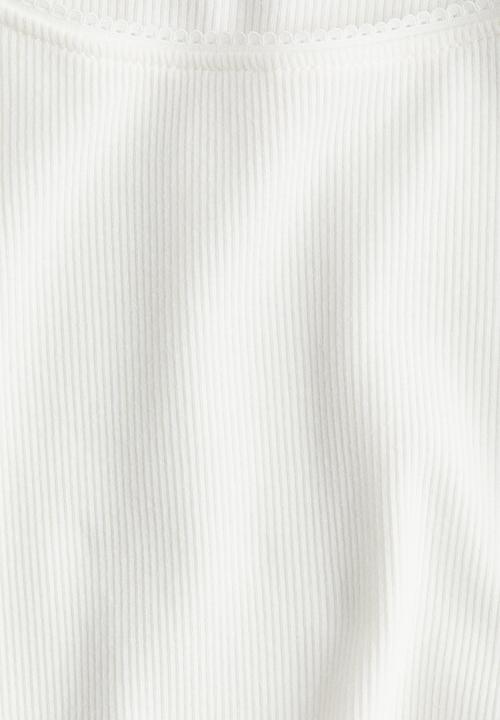 H&M - Picot-trimmed ribbed top - natural white