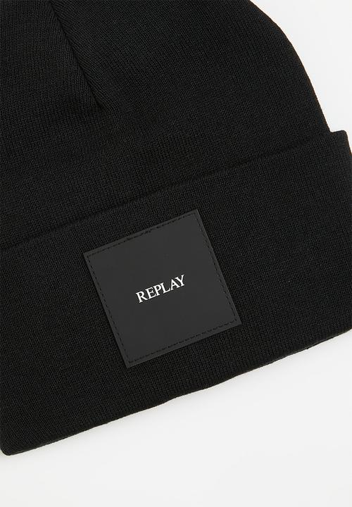 Replay - Cotton Acrylic Beanie - Black
