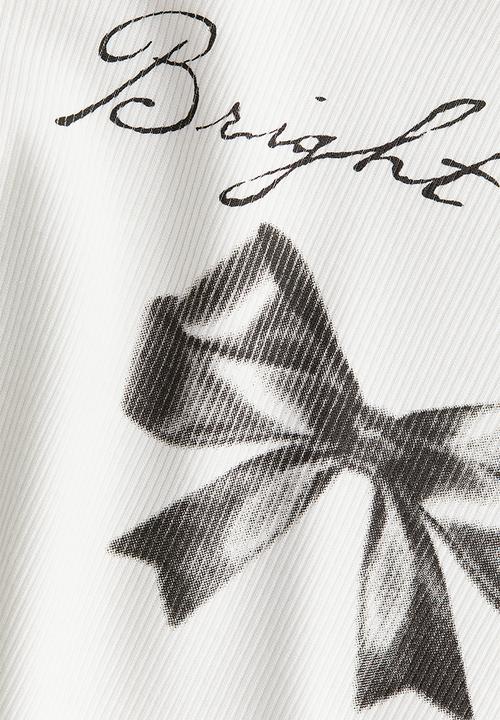 H&M - Ribbed cotton top - white bright chapter