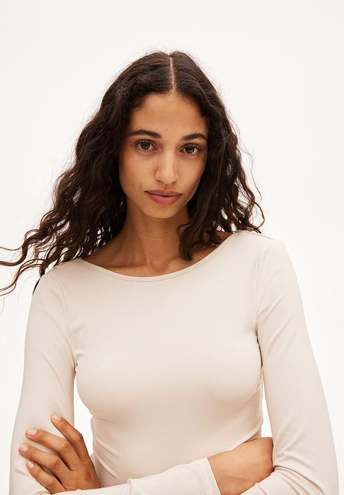 H&M - Scoop-back microfibre top - cream
