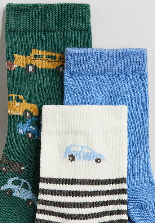 H&M - 7 pack socks - dark green cars