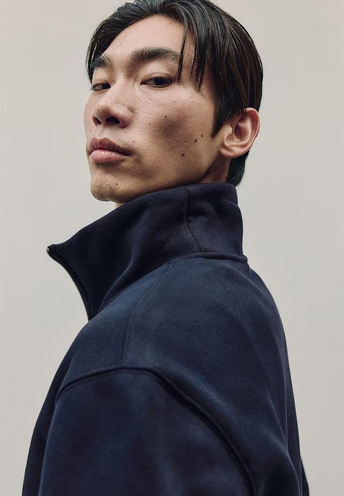 H&M - Regular fit zip-top sweatshirt - navy blue