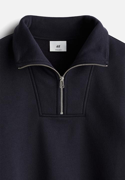 H&M - Regular fit zip-top sweatshirt - navy blue