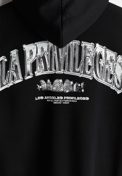 H&M - Relaxed fit zip-through hoodie - black la privileges