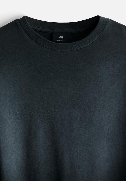 H&M - Oversized fit double-layered t-shirt - dark grey/washed