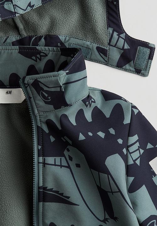 H&M - Water-resistant softshell jacket - turquoise/dinosaurs