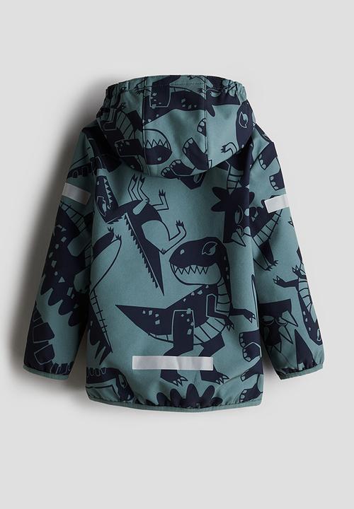 H&M - Water-resistant softshell jacket - turquoise/dinosaurs