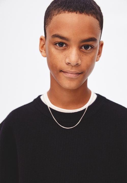 H&M - Textured-knit jumper - black