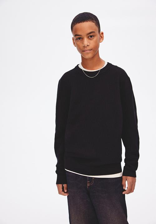 H&M - Textured-knit jumper - black