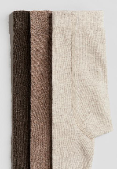 H&M - 3-pack tights - brown,beige