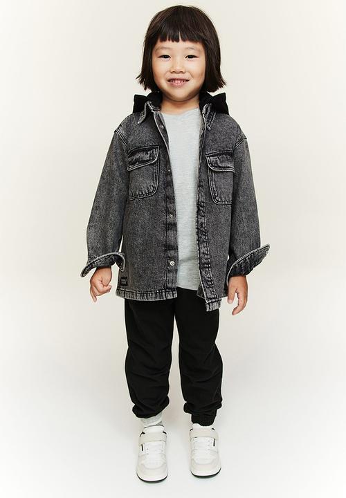 H&M - Hooded denim overshirt - grey & black