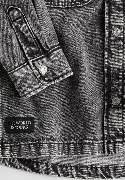 H&M - Hooded denim overshirt - grey & black