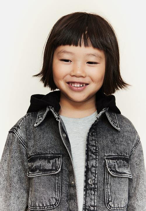 H&M - Hooded denim overshirt - grey & black
