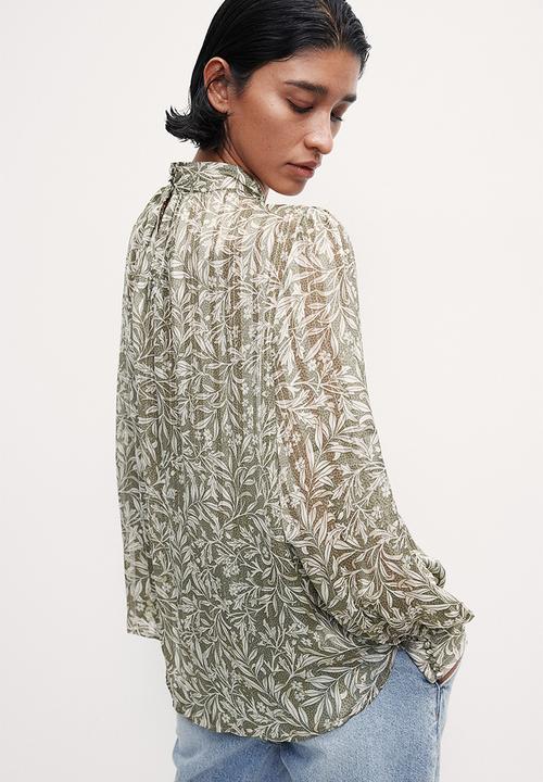 H&M - Patterned blouse - khaki green patterned