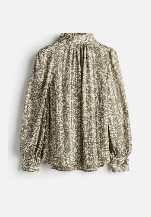 H&M - Patterned blouse - khaki green patterned