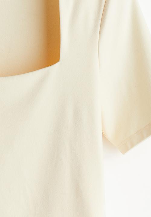 H&M - Square-neck top - light yellow 